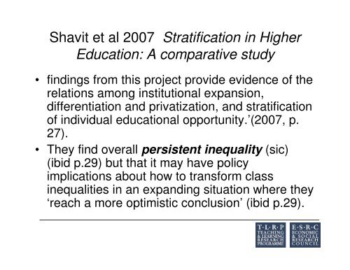 Presentation - Teaching and Learning Research Programme