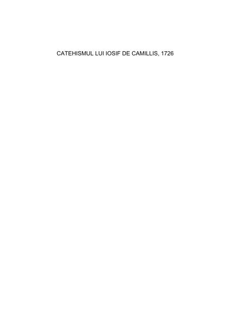 catehismul lui iosif de cammilis, trnava, 1726 - Biblioteca JudeÅ£eanÄ ...