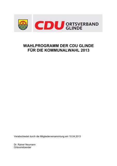 WAHLPROGRAMM I - CDU Glinde