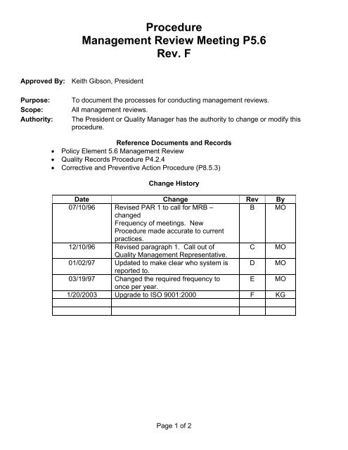 Procedure management review meeting p5 6 rev f quality coils