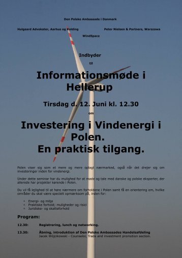 Informationsmøde i Hellerup Investering i Vindenergi i Polen. En ...