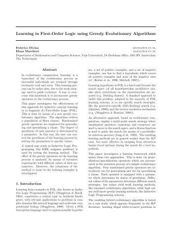 Learning in First-Order Logic using Greedy ... - ResearchGate