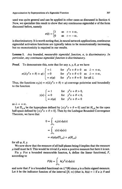Approximation by superpositions of a sigmoidal function