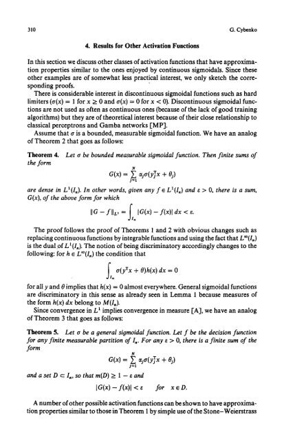 Approximation by superpositions of a sigmoidal function