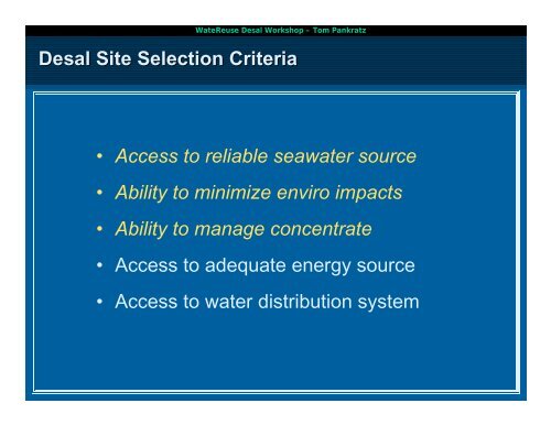 An Overview of Seawater Intake/Outfall Options