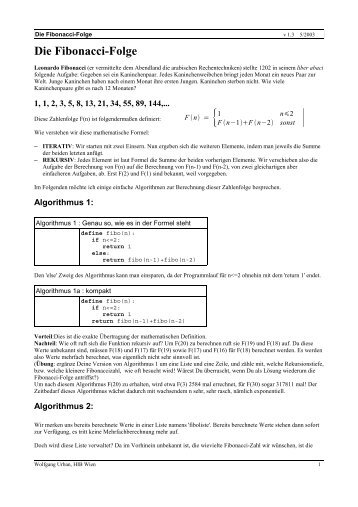 Die Fibonacci-Folge - HIB