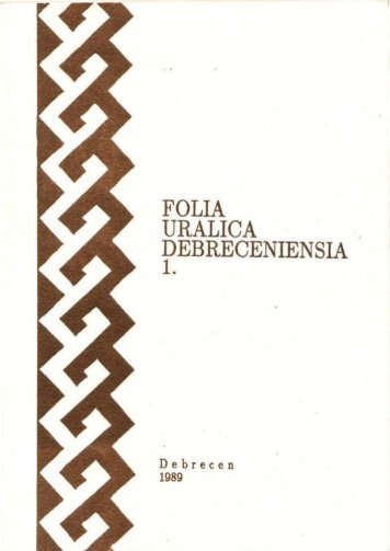 Folia uralica debreceniensia 1.