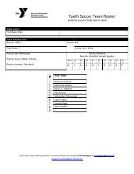 Youth Soccer Team Roster # Child's Name - Mission Valley YMCA