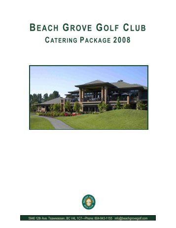 Catering Package 2008 - Beach Grove Golf Club