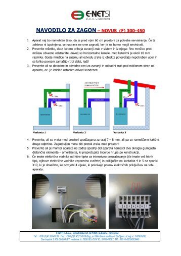 NOVUS (F) 300-450 navodilo za zagon - E-NETSI d.o.o.