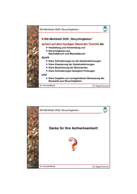 Merkblatt SIA 2030 "Recyclingbeton"