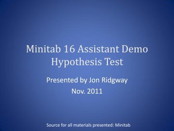 Minitab 16 Assistant Demo Hypothesis Test - ASQ-1302