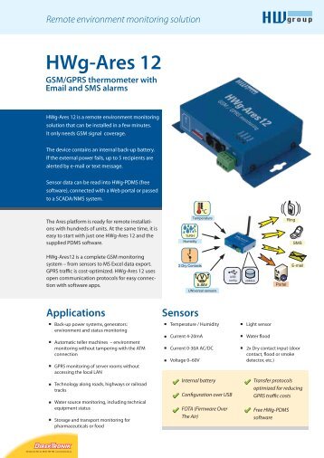 HWg-Ares 12: GSM Thermometer with E-mail (GPRS) and SMS alerts