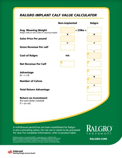 Ralgro Fact Sheet - Merck Animal Health