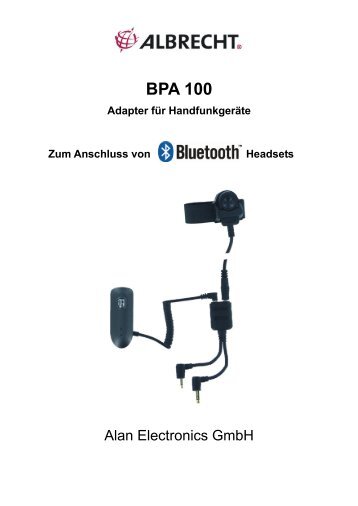 BPA 100 G - Alan-Albrecht Service-Homepage - ALAN ...