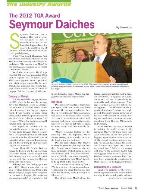 Seymour Daiches - Travel Goods Association