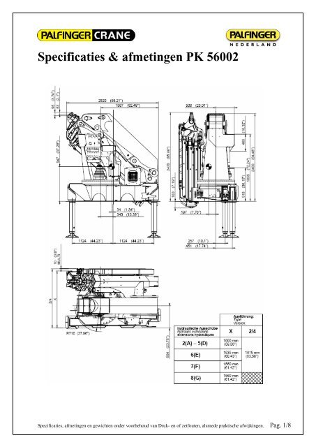 bijlage: Specificaties & afmetingen PK 56002 - Palfinger