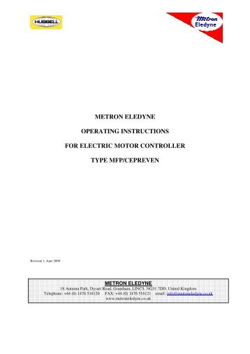 metron eledyne operating instructions for electric motor controller ...