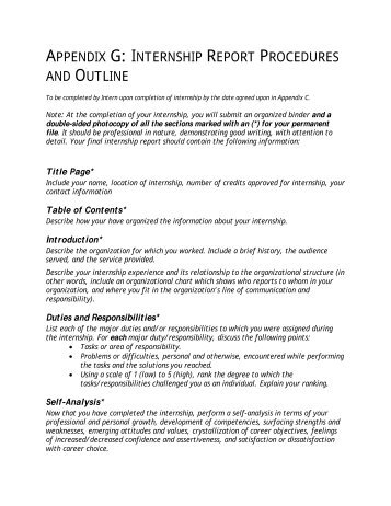 APPENDIX G: INTERNSHIP REPORT PROCEDURES AND OUTLINE