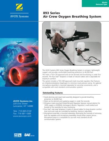 893 Series Air Crew Oxygen Breathing System - AVOX Systems, Inc.