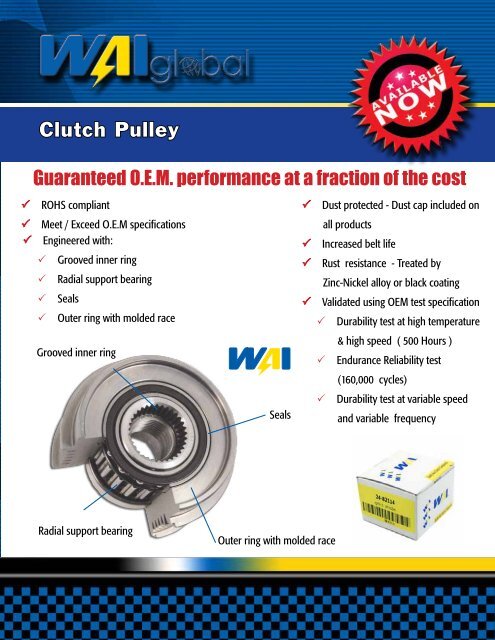 OeM CLUTCH PULLeyS - WAIglobal