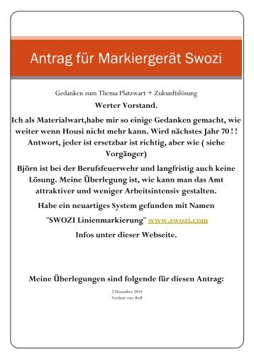 Antrag für Markiergerät Swozi