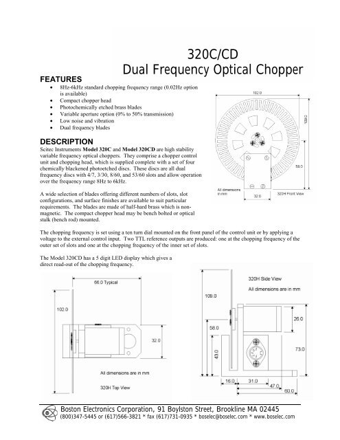 Scitec 320C and 320CD Dual Frequency Optical Chopper - Boston ...