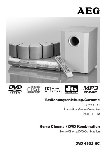 Home Cinema / DVD Kombination Bedienungsanleitung ... - Clatronic