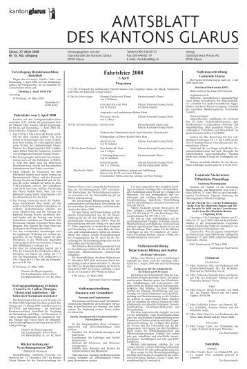 Amtsblatt des Kanton Glarus, 27.3.2008 - Glarus24.ch