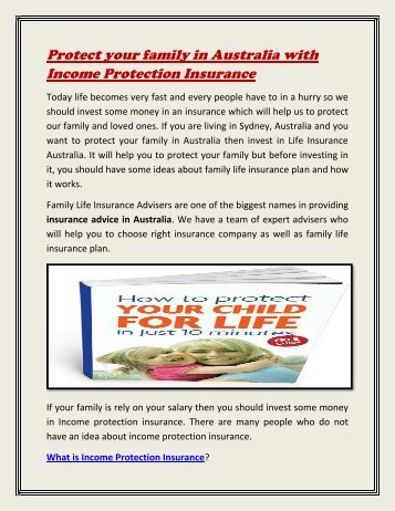 Protect your family in Australia with Income Protection Insurance