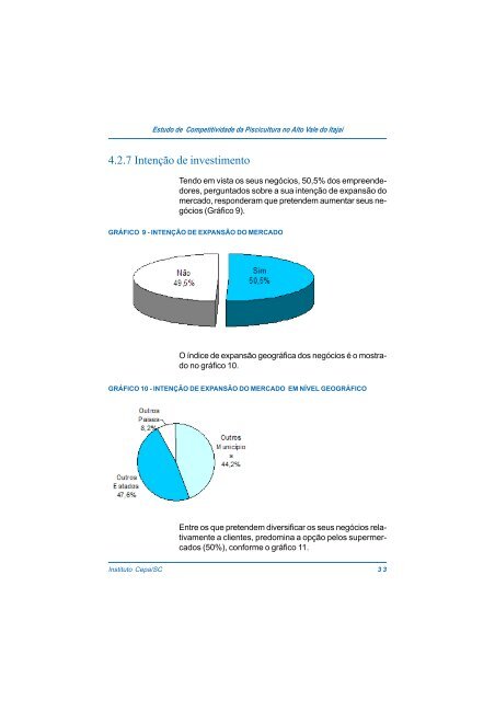 estudo de competitividade da piscicultura no alto vale do itajaÃ­ - Cepa