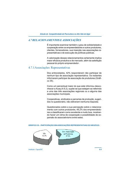 estudo de competitividade da piscicultura no alto vale do itajaÃ­ - Cepa