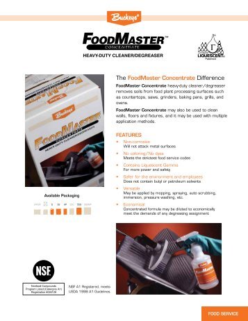 FoodMaster Product Literature - Buckeye International, Inc.