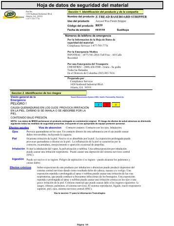 Hoja de datos de seguridad del material - Zep Professional