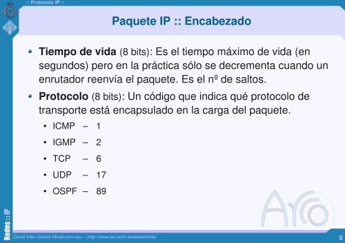 El protocolo de red de Internet: IP :: Redes ::