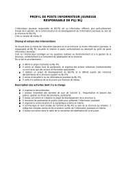 PROFIL DE POSTE INFORMATEUR JEUNESSE