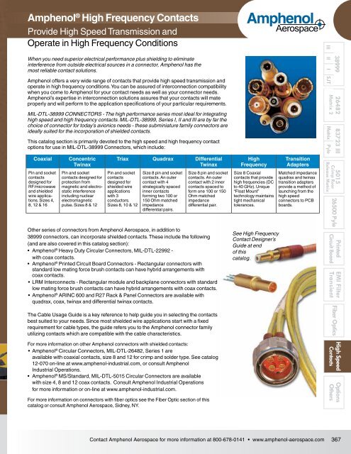 High Frequency Contacts - ECCO, Electronic Connector Company ...