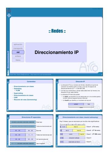 Direccionamiento IP :: Redes ::