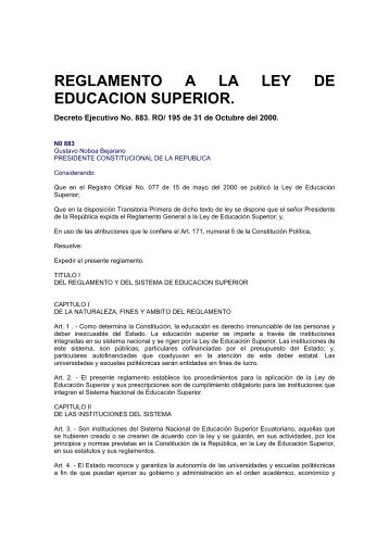 Reglamento de la Ley Educación Superior - Universidad Técnica ...