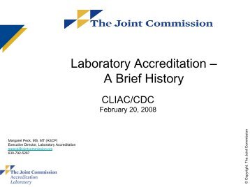 Laboratory Accreditation â A Brief History - Centers for Disease ...