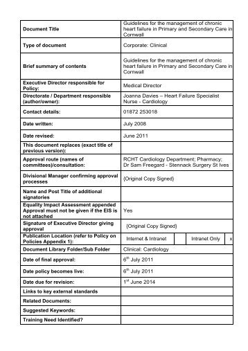 Guidelines for the management of chronic heart failure in Primary ...