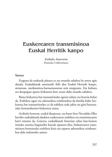 Euskerearen transmisinoa Euskal Herritik kanpo - Mendebalde