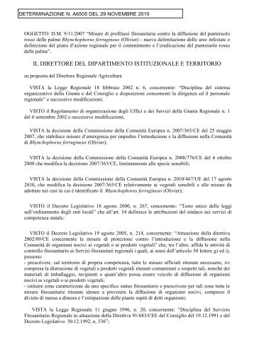 Determinazione n. A6505 del 29 novembre 2010 - Agricoltura ...