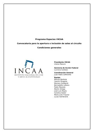 Programa Espacios INCAA Convocatoria para la ... - espacio incaa