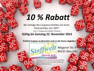 10 % Rabatt Stoffwelt Neu-ulm