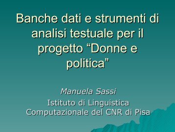 Banche dati testuali e strumenti di a - Asdo