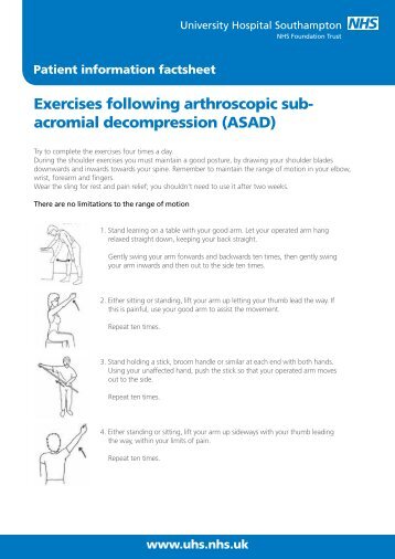 Exercises following arthroscopic subacromial decompression