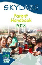 Parents Handbook - Skylake Yosemite Camp