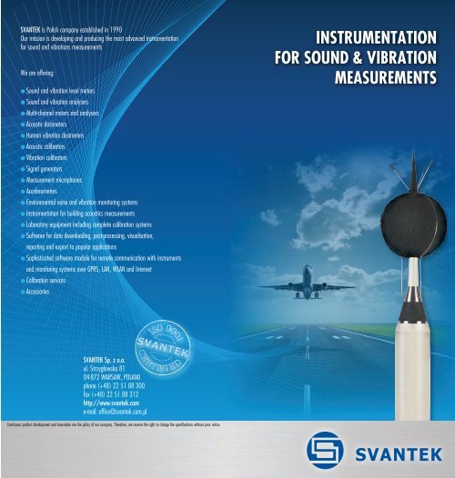 instrumentation for sound & vibration measurements - Svantek