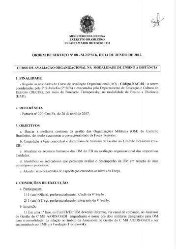 Ordem de ServiÃ§o NÂº 08 - SI.2 / 2Âª SCh, de 14 de junho de 2012
